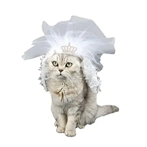 Produktbild: Angoily Hochzeitskleid Für Katzen Haustierbedarf Spitze Haustierkleid Katze Brautjungfer Weiß Größe L