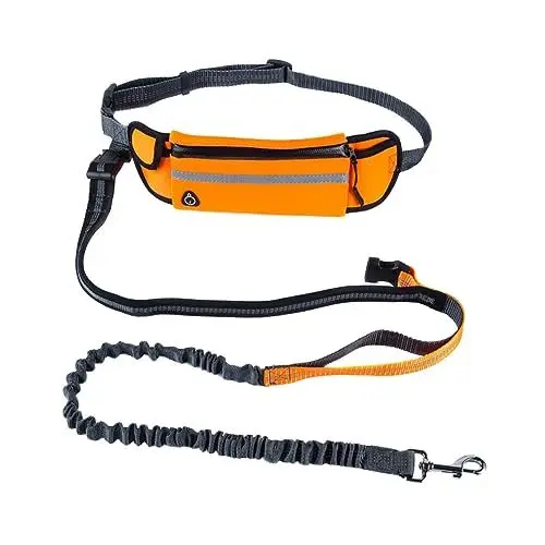 Produktbild: Angoily wasserdichte Hüfttasche Zugseil Haustiergurt Gürtel Hund Einziehbare Hände Geschirr Hüfttasche Leine Walking Orange