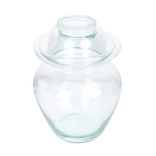 Produktbild: Angoily Chinesische Glas Gären Jar mit Wasser Dichtung Luftschleuse Deckel Beizen Kimchi Sauerkraut Gärung Crock 5Kg