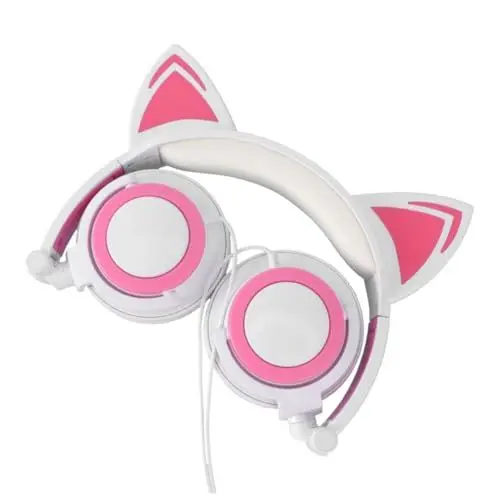 Produktbild: Angoily Faltbare Headset Jungen Und Mädchen Mädchen Frauen Kopfhörer Cartoon Katze Ohren Glowing Stereo