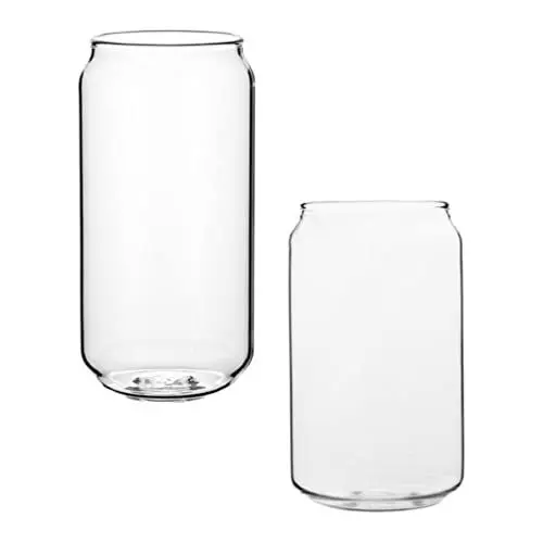 Produktbild: Angoily Kann Geformte Glasschalen Set von 2 Bierdose Gläser 12 Oz Und 18 Oz Kann Trinkgläser Tumbler für Saft Bier Soda Eistee Iced Getränke Und Cocktails (350 Und Ml) Geformt