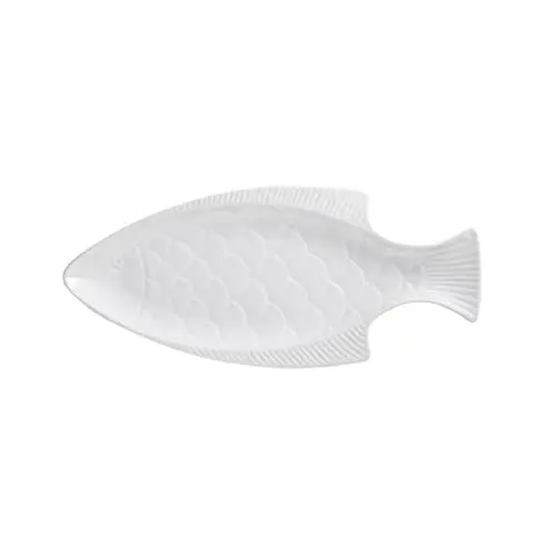 Produktbild: Angoily Keramik Dessertschalen Fischform Teller Fischplatte Servierplatte Porzellan Salatschale Frühstücksschale Suppenteller Keramikschale für Zuhause Restaurant Küche 13 Zoll Weiß