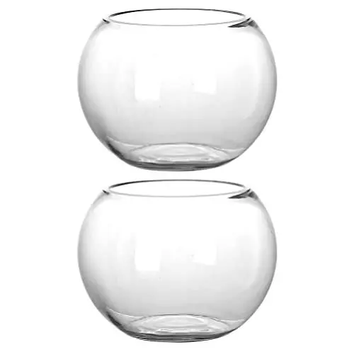 Produktbild: Angoily Glasvase Rund 2 Stück kugelförmige Deko-Vase in klassischem Stil aus Klarglas, Kugelvase Glas Aquarium Kugelaquarium Goldfischglas Glas-Fischglas für Wohnzimmer, Büros, Garten, 12 x 12 x 10cm