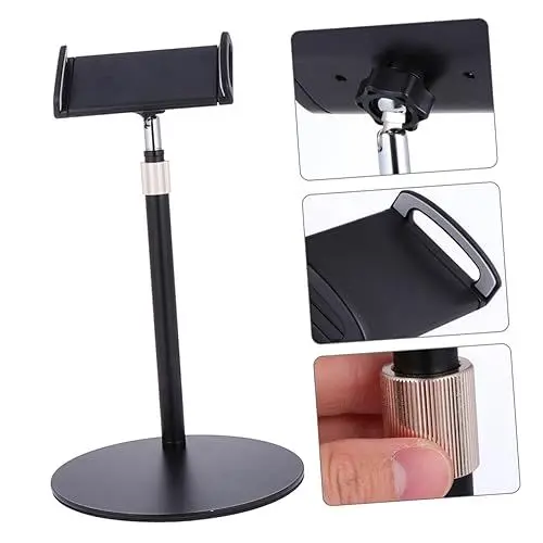 Produktbild: Angoily Laptopständer Tablet-Halter Tablet-Unterstützung Tablet-Ständer Handyständer Telefonhalterständer Tablet Halter Kinder tablethalter Kinder Tablet-Dock Telefonhalterung Metall Black