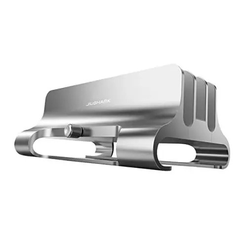 Produktbild: Angoily Vertikale Aufbewahrung von Notebooks Laptop-Basis Tablet-Basis Laptop-Rack zum Aufstellen vertikales Regal für Tablets Schreibtisch-Laptop-Halterung Aluminiumlegierung Grey