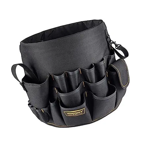 Produktbild: Angoily Werkzeug-Eimertasche Werkzeugtasche Werkzeugaufbewahrungstasche Raseneimer-Organizer Werkzeugtasche Gartenwerkzeug-Organizertasche 600D Hochdichtes Oxford-Gewebe Schwarz