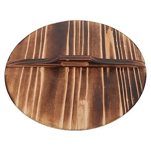 Produktbild: Angoily Wok Cover H?lzerner Wok- Deckel- Topf- Abdeckung: Runder Natürlicher - Pfannendeckel mit Gro? Griff- Pfanne Abdeckung für Rühre Fry- Pan- Guss- Eisen- Topf- Küchenwerkzeug- Zubeh?r 32Cm
