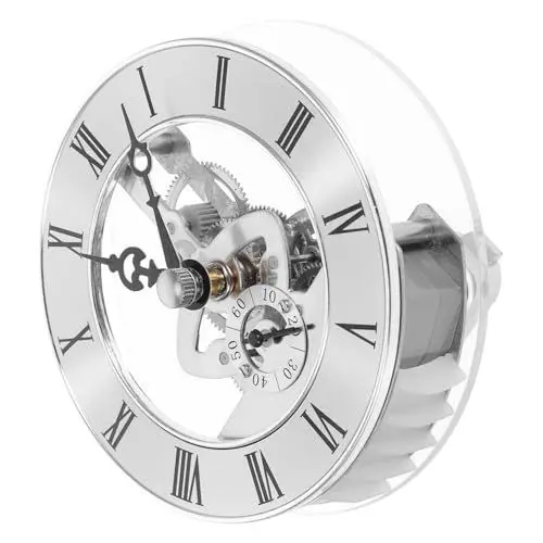 Produktbild: Angoily durchsichtiges Uhrwerk Uhr-Bausatz selber Machen stilles Uhrwerk Metall Uhr Zubehör Uhrwerk transparent transparente Uhreneinsätze Teile für Quarzuhren Zinklegierung Silver