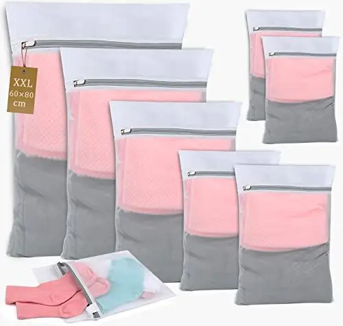 Produktbild: Angooni 8 Stück Wäschesack Waschmaschine, Wäschebeutel für Waschmaschine, Wäschenetz für Waschmaschine, Wäschenetze mit Reißverschluss für Feinwäsche, Bettwäsche, Vorhänge, Tierdecken