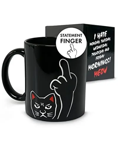 Produktbild: ANGRY CAT Tasse mit Thermoeffekt - lustige Kaffeetassen & Becher - Tasse mit Spruch - Keramik Becher mit wechselndem Motiv 340ml - Magic Cup, Kaffeebecher, Geschenk, Tassen mit Sprüchen