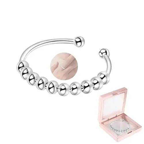 Produktbild: HhBdy Angstring Anti Stress Ring Silberring Fidget Spinner Angstring Silber 925 Frauen Ringe Stressabbau Ring Fidget Ring Angst Ring Skill Ringe Panikring Verstellbare Größe Angstlinderungsring