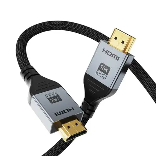 Produktbild: Angusplay 16K HDMI 2.2 Kabel 1M, 96Gbit/s High Speed HDMI Kabel, 16K 60Hz 8K 60Hz 4K 240Hz 144Hz 120Hz HDMI 2.1 Kabel, kompatibel mit Hdmi 2.1/2.0/1.4, HDCP 2.2/2.3 für PS5/4, Fire TV, Laptop, PC