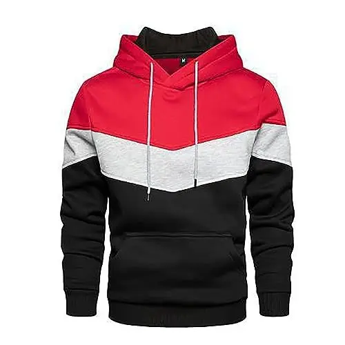 Produktbild: Angxiwan Langarmshirt HerrenHoodie Herren Kapuzenpillover Taschen Farbblock Male Sweatshirt Pullover Warmer Langarmshirt Baumwolle Bequem Fit FreizeithemdenPoloshirt Langarm Herren