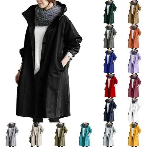 Produktbild: regenjacke damen große größen Regenjacke Wasserdicht Windbreaker Große Größen Regenmantel Atmungsaktiv Leicht Futter Übergangsjacke Lang Softshelljacke mit Kapuze Outdoor damen softshelljacke