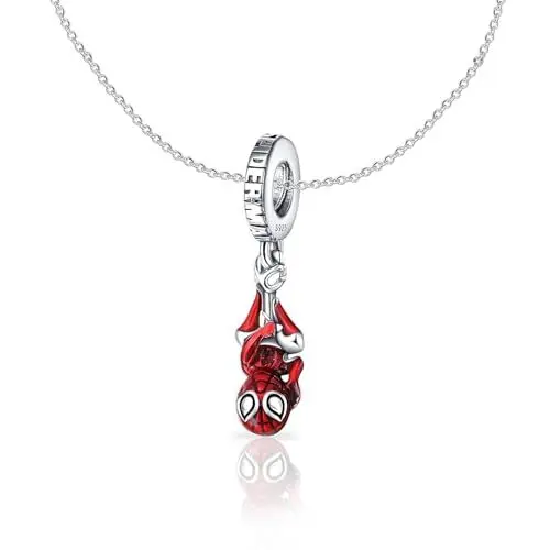 Produktbild: ANGYAOZ Red Charm Anhänger, Charms Anhänger Silber für Armbänder, Silber Personalisierte Kette, Verstellbare Silber Kette mit Anhänger, Geschenke für Mädchen/Jungs Halskette, Geschenk für Freuen