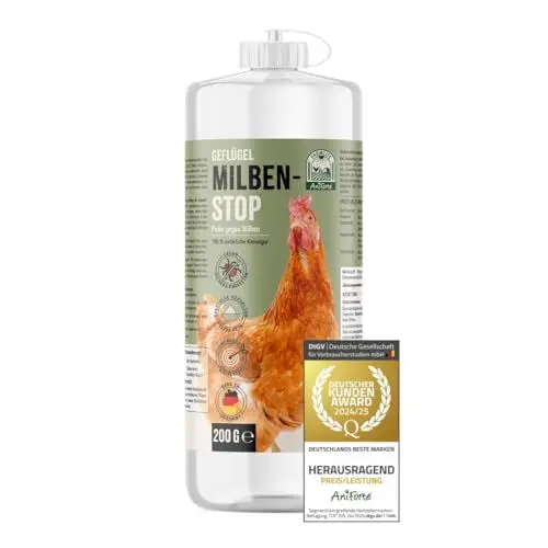 Produktbild: AniForte Milben-Stop Puder Kieselgur für Hühner & Geflügel 1L – Diatomeenerde gegen rote Vogelmilben, Milbenpulver für Hühner in Stäube-Flasche, ohne Chemie für Bio-Betriebe geeignet