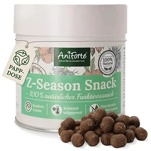 Produktbild: AniForte Z Season Snack für Hunde 300g | Funktionssnack für gesamte Saison, 100% natürlich mit Schwarzkümmel, Kokosöl, Zistrosenkraut, getreidefrei, Monoprotein