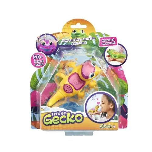 Produktbild: Animagic Let's Go Gecko (Gelb), Gecko Spielzeug ab 5 Jahren, Interaktives Kuscheltier, Kinderspielzeug