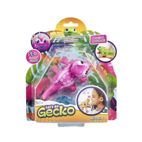 Produktbild: Animagic Let's Go Gecko (Rosa), Gecko Spielzeug ab 3 Jahre, Eidechse Roboter Interaktives Kuscheltier. Kinderspielzeug