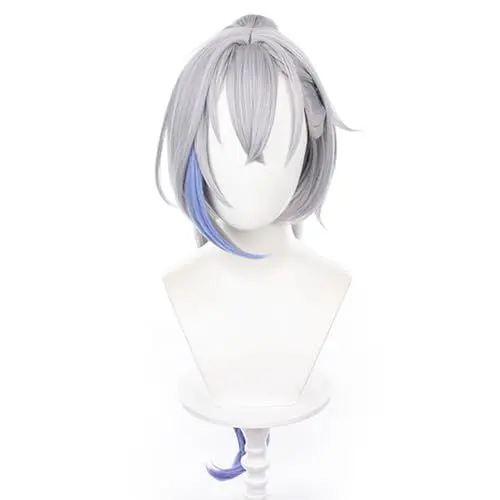 Produktbild: Honkai Star Rail Silver Wolf Cospaly Perücke Einzelner Pferdeschwanz Gradient Römisch Lockiges Haar Perücke für Frauen Cos Silber Wolf Party Halloween Weihnachten