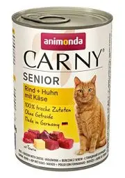 Produktbild: Carny Katzen Nassfutter Senior Rind + Huhn mit Käse (6 x 400g), Katzenfutter nass von animonda ohne Getreide und Zucker für Katzen ab 7 Jahren mitfrischen und fleischigen Zutaten