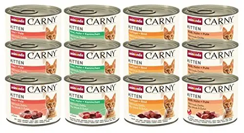 Produktbild: Carny Katzen Nassfutter Kitten Mix Variation (12 x 200g), Kitten Katzen Nassfutter ohne Getreide und Zucker von animonda für wachsende Kätzchen bis 1 Jahr, mit frischen Zutaten