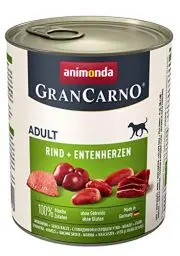 Produktbild: animonda GranCarno Hunde Nassfutter mit Rind + Entenherzen (6 x 800 g), getreidefreies Hundenassfutter ohne Zucker, für ausgewachsene Hunde, mit frischen fleischigen Zutaten