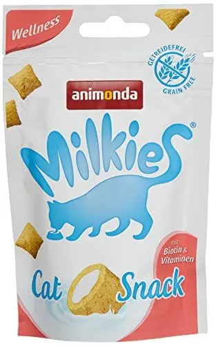 Produktbild: animonda Milkies Katzensnack mit Milch - Selection Mixpack (6 x 30g), getreidefreie Knusperkissen Milch Katzensnacks für erwachsene Katzen