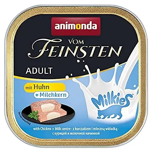 Produktbild: animonda Vom Feinsten Adult Katzenfutter, Nassfutter für ausgewachsene Katzen, mit Huhn + Milchkern, 32 x 100 g