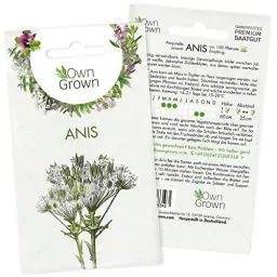 Produktbild: Anis Samen: Premium Anis Saatgut für die Anzucht von 100 aromatischen Anis Pflanzen – Tee Pflanze Kräuter Samen für Kräutertee – Kräutersamen für die Anis Tee Pflanze, Samen Kräuter – OwnGrown Kräuter