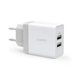 Produktbild: Anker 24W 2 Port USB Ladegerät mit PowerIQ Technologie, Reise Ladegerät für iPhone, iPad, Samsung Galaxy, Note, Nexus, HTC, Motorola, LG, Xiaomi und weitere (Weiß)