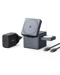 Produktbild: Anker 3-in-1 Cube mit MagSafe Ladestation, 15W Wireless iPhone Charger, Induktive Ladestation für Apple Watch und iPhone 16/15/14/13/12, AirPods Pro/3/2 (Inklusive 30W Ladegerät)
