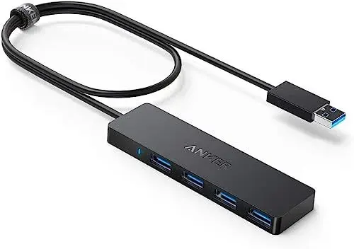 Produktbild: Anker 4-Port USB 3.0 Hub, Dünner Datenhub mit 60cm Verlängerungskabel (Keine Ladeleistung), Geeignet für MacBook, Mac Pro, Mac Mini, iMac, Surface Pro, XPS, PC, Flash Drive, Mobile HDD