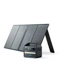 Produktbild: Anker 521 Tragbare Powerstation mit 1 * 100W Solarpanel, 256Wh Powerhouse, 5 Anschlüssen, 300W Leistung (Max. 600W), 230V Steckdose, 60W USB-C PD, für Outdoor