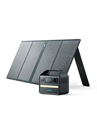 Produktbild: Anker 521 Tragbare Powerstation mit 1 * 100W Solarpanel, 256Wh Powerhouse, 5 Anschlüssen, 300W Leistung (Max. 600W), 230V Steckdose, 60W USB-C PD, für Outdoor