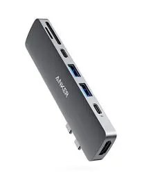 Produktbild: Anker 547 Hub für MacBook, Kompatibel mit Multifunktionsanschluss, 100W Power Delivery, 4K HDMI, USB-C, 2 USB-A Datenports, SD/microSD Speicherkartenleser