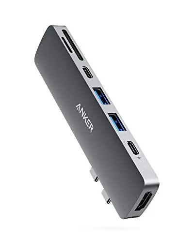 Produktbild: Anker 547 Hub für MacBook, Kompatibel mit Multifunktionsanschluss, 100W Power Delivery, 4K HDMI, USB-C, 2 USB-A Datenports, SD/microSD Speicherkartenleser