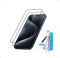 Produktbild: Anker Easy Fit HD Displayschutz, robuster und dünner ShieldX-Schutz, gegen Staub & Fingerabdrücke mit erweitertem Schutz, schnelle & einfache Installation, 17cm für iPhone 15 Pro Max (2er Pack)