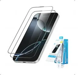 Produktbild: Anker Easy Fit HD Displayschutz, robuster und dünner ShieldX-Schutz, gegen Staub & Fingerabdrücke mit erweitertem Schutz, schnelle & einfache Installation, 17,5cm für iPhone 16 Pro Max (2er Pack)