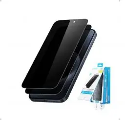 Produktbild: Anker Easy Fit Privacy Displayschutz, robuster und dünner ShieldX-Schutz, gegen Staub & Fingerabdrücke mit erweitertem Schutz, schnelle & einfache Installation, 15,5cm für iPhone 15 Pro (2er Pack)