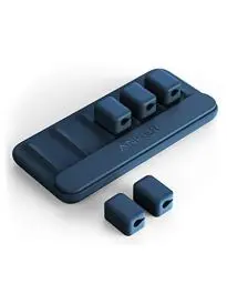 Produktbild: Anker Kabel Management, magnetische Kabelhalterung, Desktop Kabelbinder, 5 Clips für Lightning-Kabel, USB-C, Mikro Kabel, Klebt auf Holz, Marmor, Metall und Glas (in Blau)