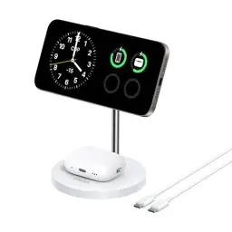 Produktbild: Anker MagGo 15W Magsafe Ladegerät kompatibel, 2-in-1 Induktive Ladestation, Qi2 Wireless Charger für iPhone 16/15/14/13/12, AirPods Pro, Mit 1,5m USB C Kabel, ohne Netzteil