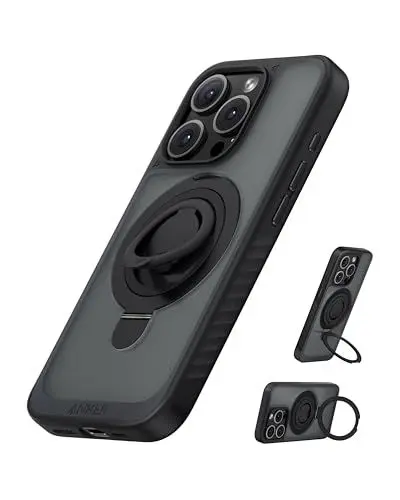 Produktbild: Anker MagGo Magnetische Hülle, Weiche 360° Silikonring Halterung für iPhone 15 Pro Max, Dünn und strapazierfähig, Kompatibel mit MagSafe, Schutzhülle, 2-in-1 stoßfestes Design, Nur für iPhone15 ProMax