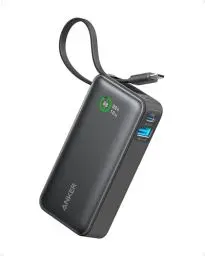 Produktbild: Anker Nano Powerbank,10.000mAh Powerbank mit eingebautem USB-C Kabel, PD 30W Höchstleistung mit 1x USB-C, 1x USB-A, kompatibel mit iPhone 15/14 Serie, MacBook, Galaxy, iPad, AirPods und mehr(Schwarz)