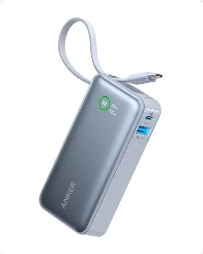 Produktbild: Anker Nano Powerbank,10.000mAh Powerbank mit eingebautem USB-C Kabel, PD 30W Höchstleistung mit 1x USB-C, 1x USB-A, kompatibel mit iPhone 15/14 Serie, MacBook, Galaxy, iPad, AirPods und mehr(Blau)