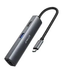 Produktbild: Anker PowerExpand+ 5-in-1 Ethernet Hub, Adapter mit 4K USB-C auf HDMI, Ethernet-Eingang, 3 USB 3.0 Ports, für MacBook Pro, iPad Pro, XPS, Pixelbook, und mehr