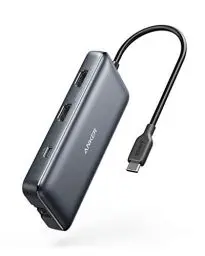 Produktbild: Anker PowerExpand 8-in-1 USB-C Adapter, USB-C Media Hub, Dual 4K HDMI, 100W Power Delivery 1 Gbps Ethernet 2 USB 3.0 Datenports, SD&microSD Speicherkartenleser für MacBook Pro, Pixelbook und mehr