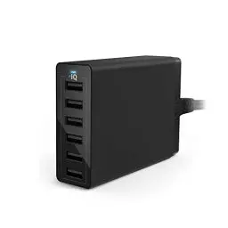 Produktbild: Anker PowerPort 6 (60W 6-Port USB Ladegerät) Family-Sized Desktop Ladeadapter mit PowerIQ Technologie für iPhone, iPad, Samsung, Nexus, HTC, Nokia, Motorola und weitere (Schwarz)