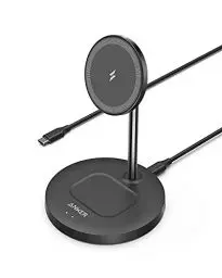 Produktbild: Anker PowerWave 2-in-1 Magnetic Stand Lite, Kabellose Ladestation, Ladegerät mit 150cm USB-C Ladekabel, Kompatibel mit iPhone 16/15/15 Pro/15 Pro Max/14/13/12 and AirPods Pro 2(Ohne Netzteil)