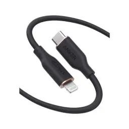 Produktbild: Anker Powerline III Flow, USB C Lightning Kabel, 180cm USB C auf Lightning Kabel kompatibel mit iPhone 14/13/12/11 Serie, AirPods Pro, MFi-Zertifiziert, Silikagel (in Nachtschwarz)